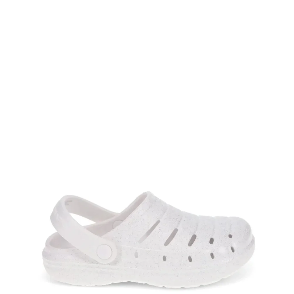Rugged Shark LITTLE GIRL Clogs SIZE 1 White Sparkle Waterproof NEW